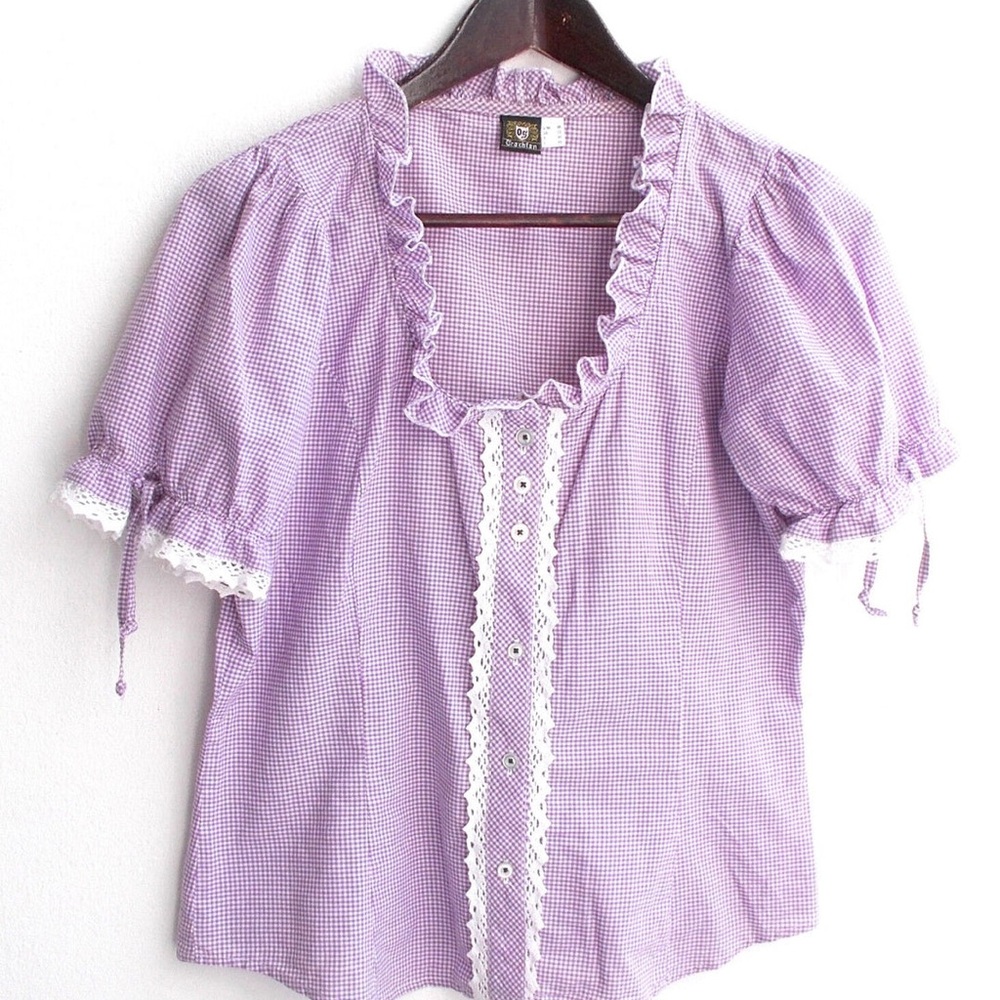 German purple ruffled top